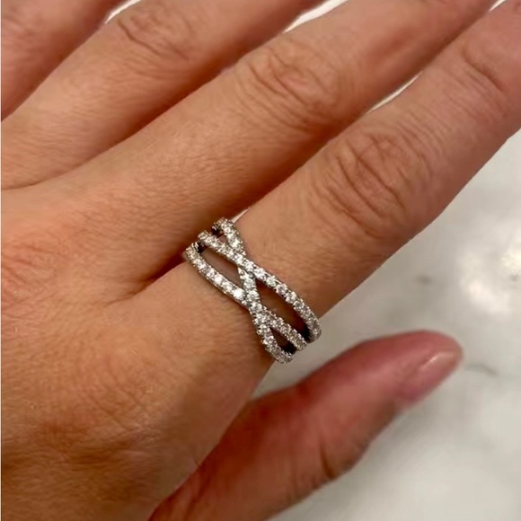 🌸925S Plated CZ Wrap Ring - Picture 1 of 5